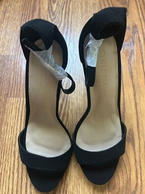 Wild Diva Black Ankle Strap Stiletto Heels